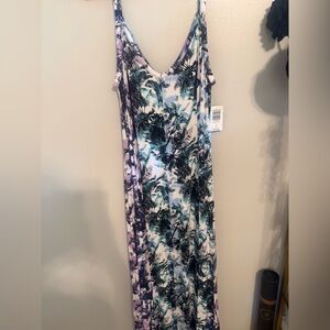 Torrid Purple and Green Palm Print Maxi Dress
